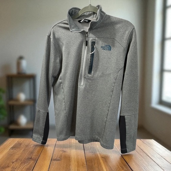The North Face Pullover Jacket Half Zip‎ Long Sleeve Gray Mens Size M - Picture 1 of 8